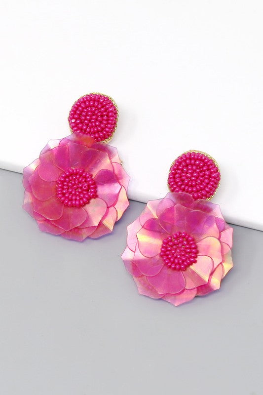 Flower Seed Beaded Earrings